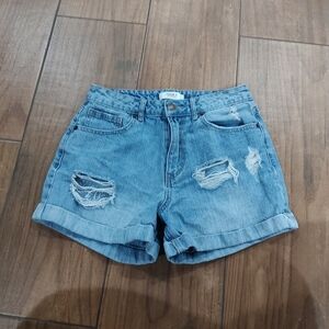 Forever 21 Light Blue Ripped Jean Shorts Size 25